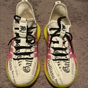 Galliano Women's White, Pink, and Yellow Sneakers